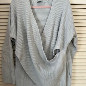 Express Soft Blue V-Neck Sweater